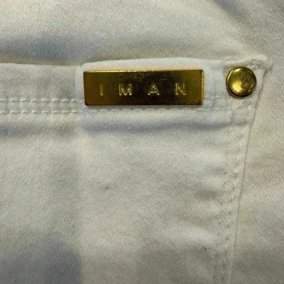 Iman white denim jeans stretch bootleg size 12 average length - Picture 12 of 12